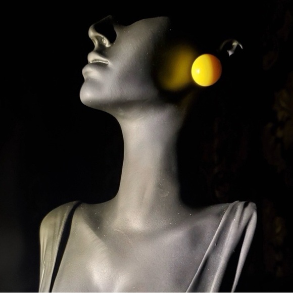 Yellow Dome Stud Earrings - Women Jewelry Earrings - Picture 4 of 4